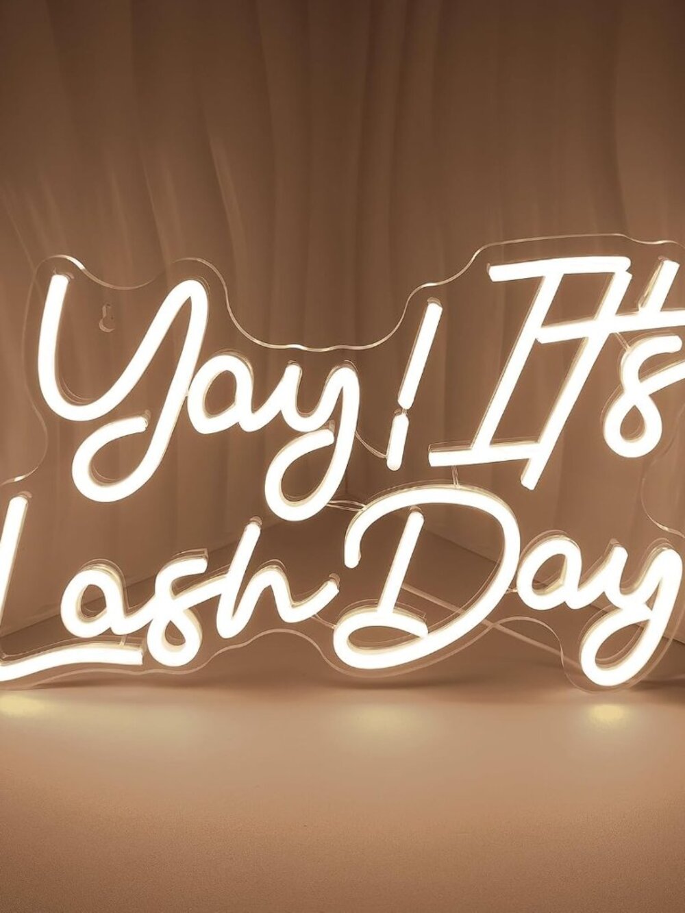 Yay It's Lash Day Neon Signs for Wall Decor Warm White LED Sign